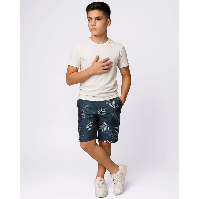 Bermuda Juvenil Reta Estampada Marinho 10