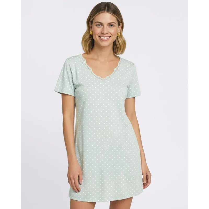 Camisola Feminina Estampada Decote V Verde P