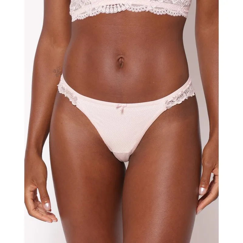 Calcinha Feminina Fio Dental Com Renda Texturizada Rosa P