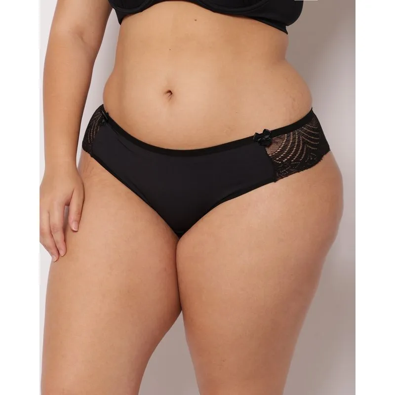 Calcinha Plus Size Feminina Fio Dental Poliamida com Renda Preta 48