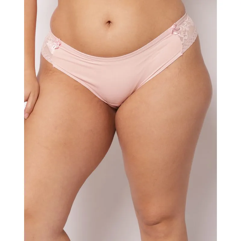 Calcinha Plus Size Feminina Fio Dental Poliamida com Renda Rosa 46