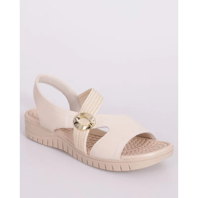 Sandália Feminina Conforto Campesí com Fivela Decorativa Bege 35