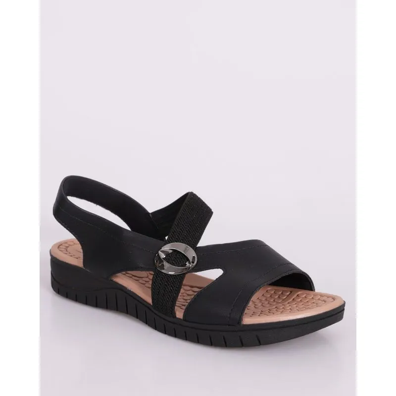 Sandália Feminina Conforto Campesí com Fivela Decorativa Preto 40