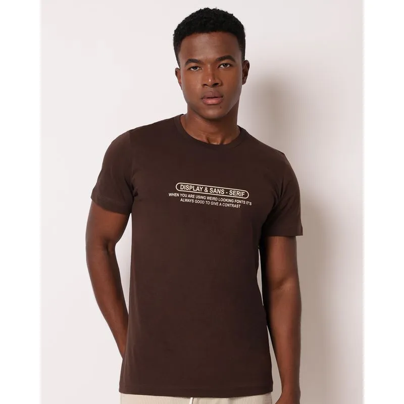 Camiseta Masculina Algodão com Estampa Frontal Marrom GG