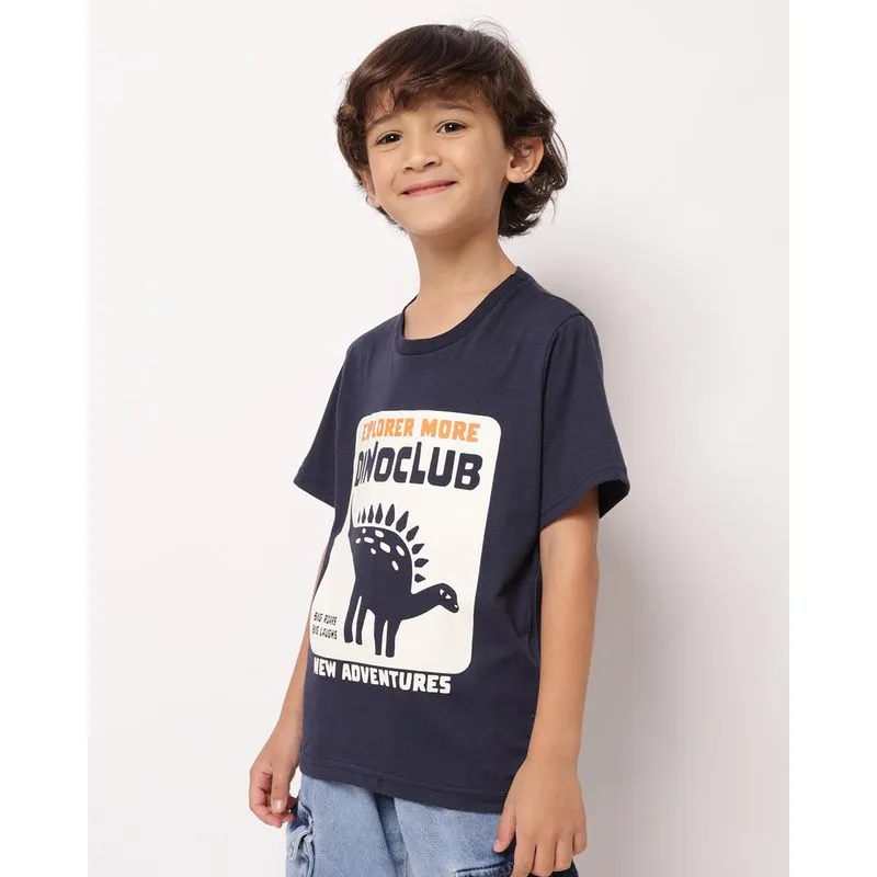 Camiseta Infantil Algodão Estampa Dinossauro Marinho 6