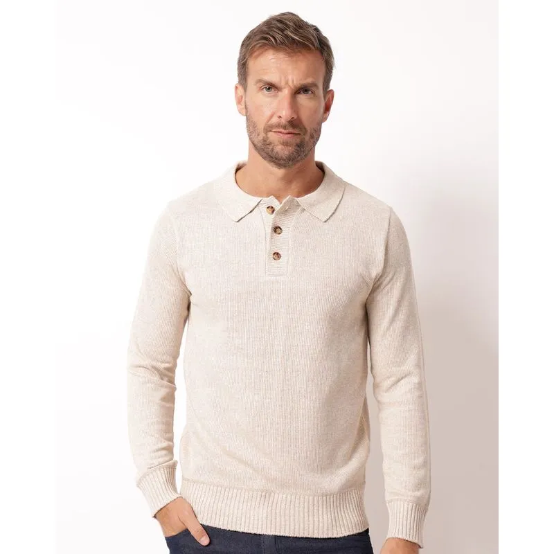 Suéter Masculino Tricô com Botões Bege M
