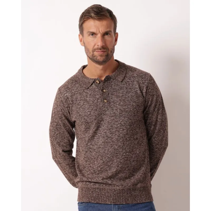 Suéter Masculino Tricô com Botões Marrom P