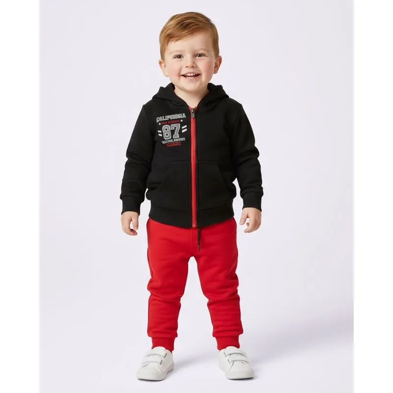 Conjunto Moletom Bebê com Capuz Estampado Preto 2