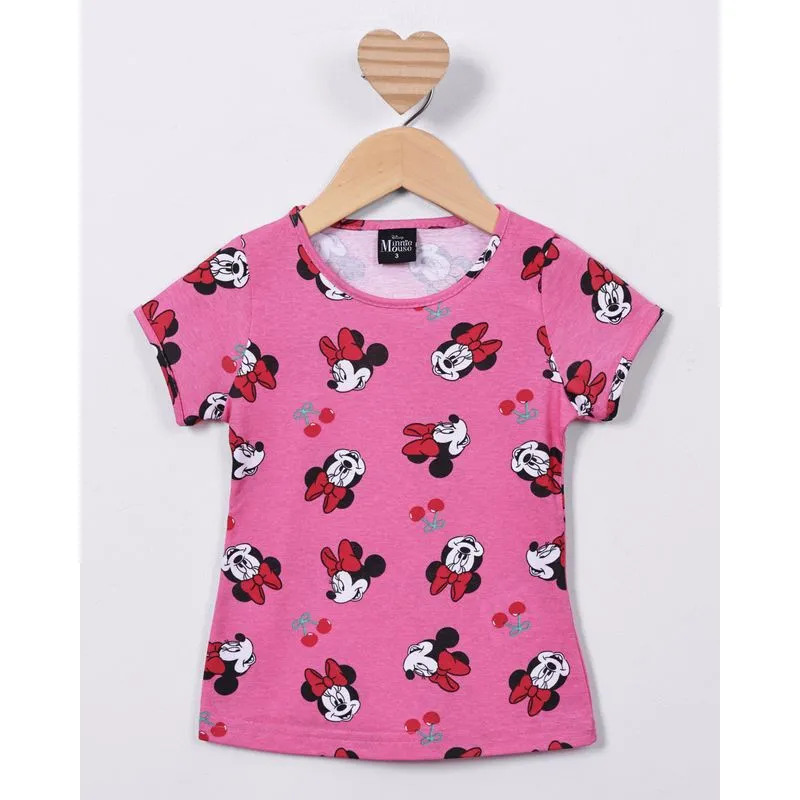 Blusa Bebê Algodão Disney Estampada Minnie Rosa 2