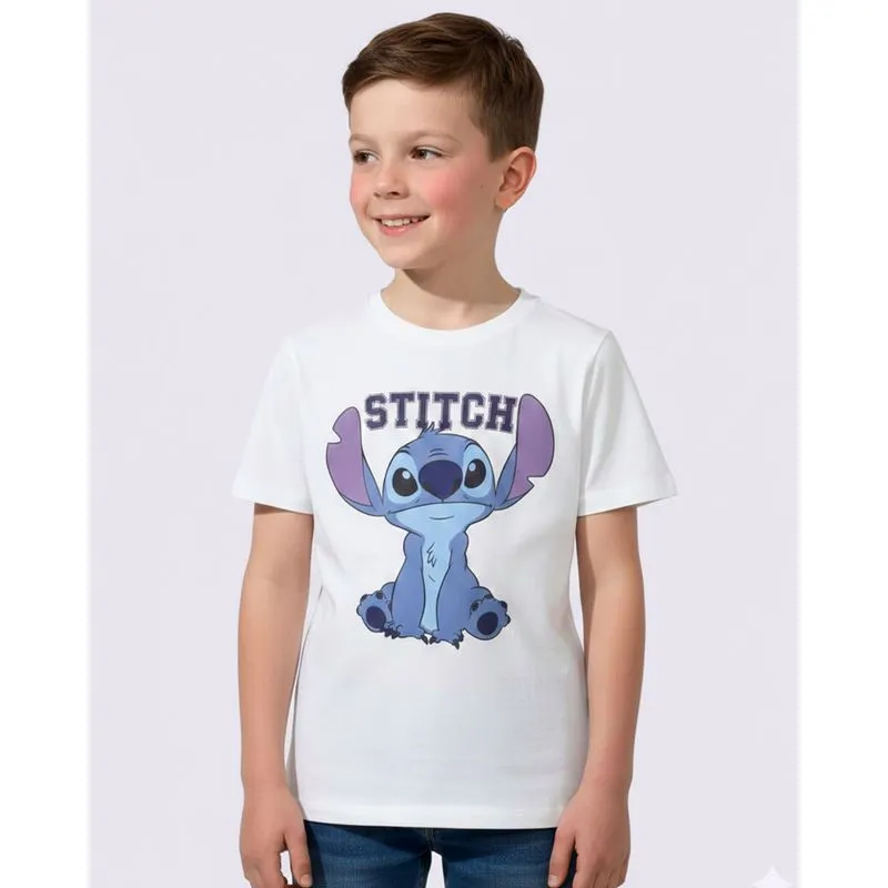 Camiseta Infantil Algodão Disney Stitch Off White 10