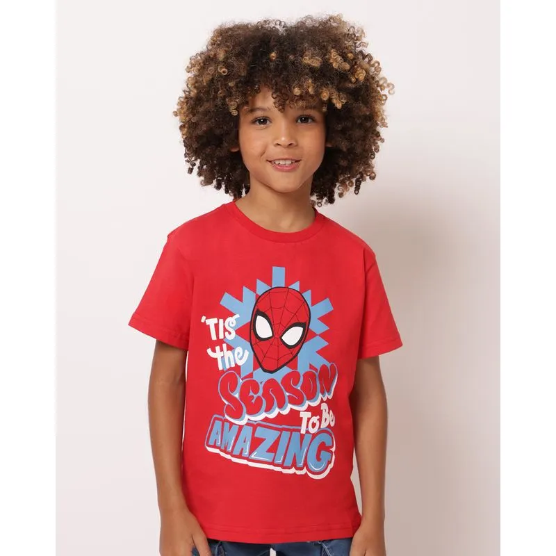 Camiseta Infantil Algodão Marvel Homem Aranha Vermelha 16