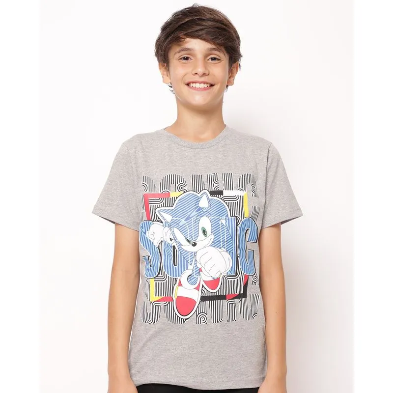 COMERCIAL - INATIVAR (EMAIL 08/07/26) Camiseta Juvenil Algodão Sonic Manga Curta Cinza 18