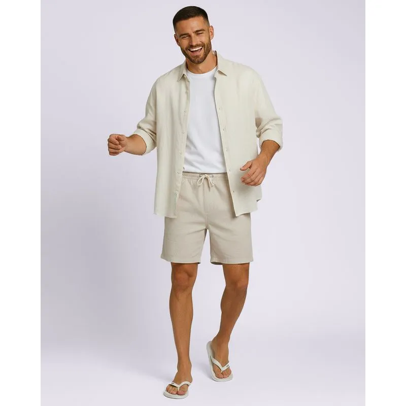 Bermuda Masculina Viscolinho com Bolsos Bege GG