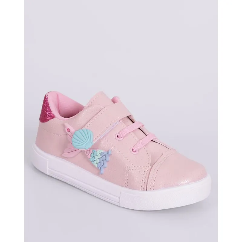 Tênis Infantil Casual Minipasso com Aplicação Glitter Rosa 17