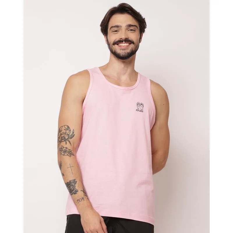 Regata Masculina Surf Algodão Estampa Frontal Rosa PP
