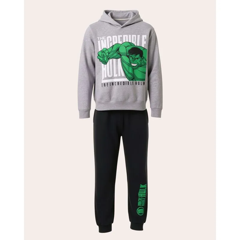 Conjunto Moletom Infantil com Capuz Hulk Cinza 6