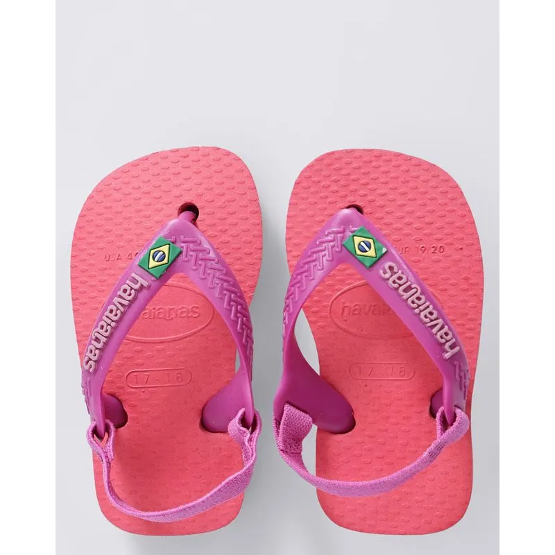 Chinelo Havaianas Baby Brasil Logo Rosa 22