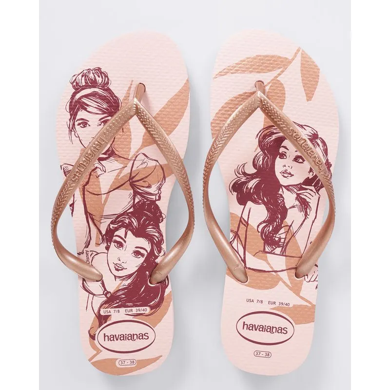 Chinelo Feminino Havaianas Slim Princesas Disney Rosa 33/34