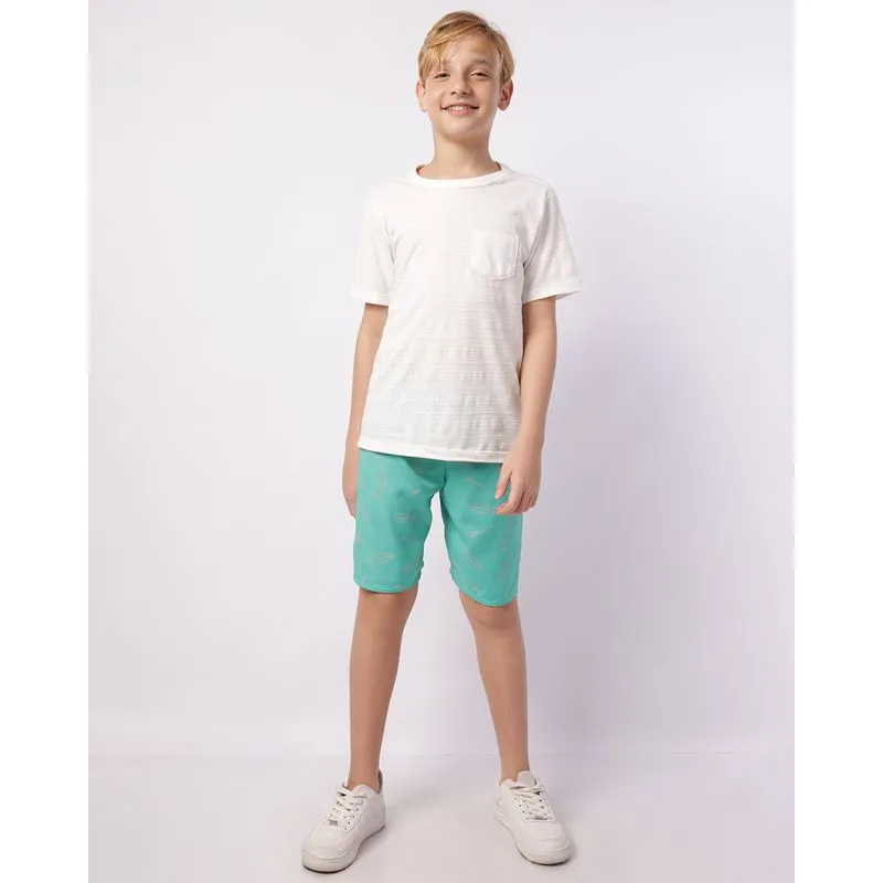 Bermuda Juvenil Reta Estampada Verde 12