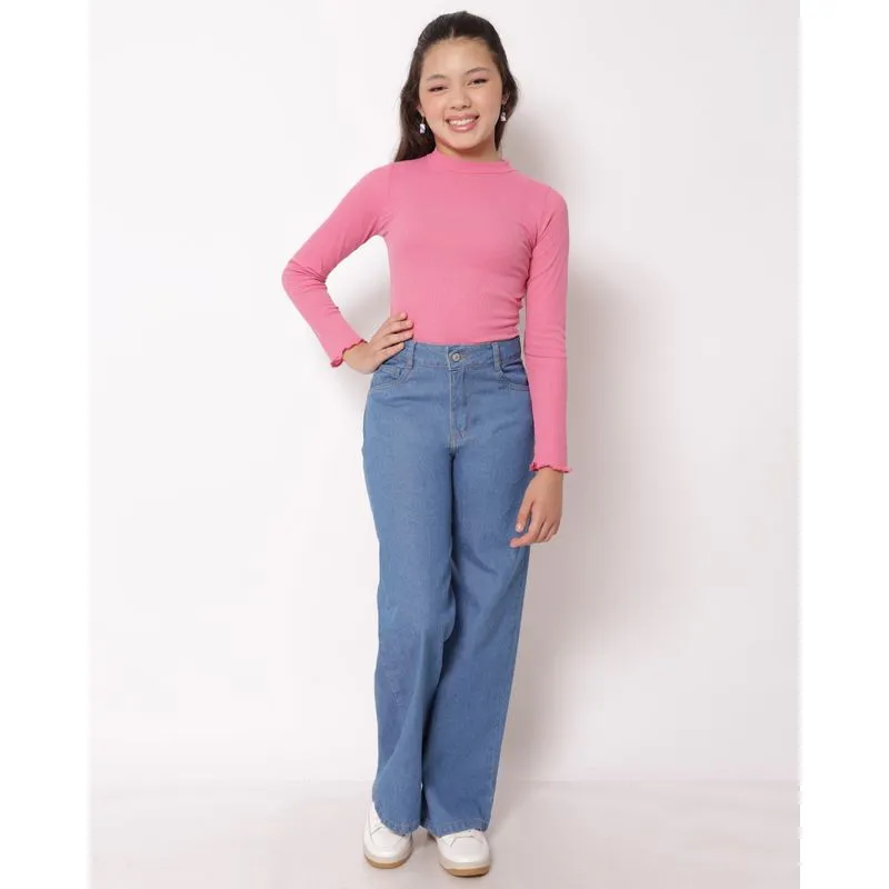 Calça Jeans Juvenil Wide Leg Azul 16