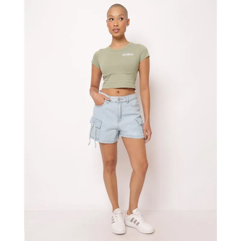 Short Jeans Feminino com Bolso Cargo Azul 36