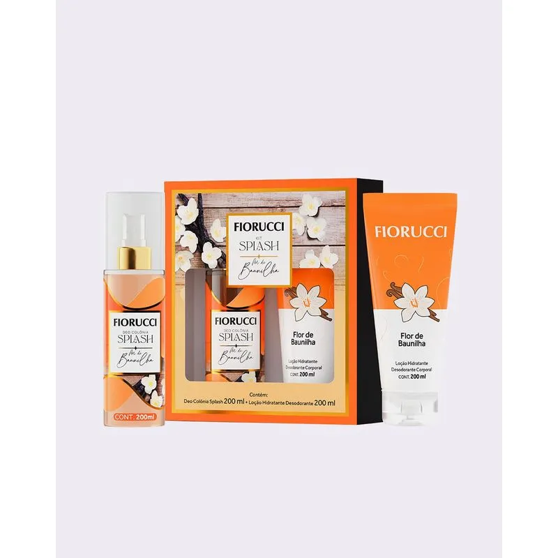 Kit Fiorucci Colônia Splash 200ml + Loçao Hidratante 200ml Baunilha UN