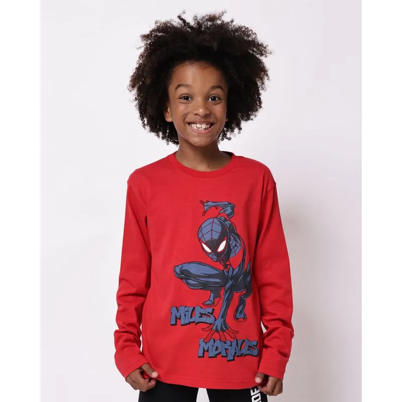 Camiseta Infantil Manga Longa Algodão Homem Aranha Vermelha 8