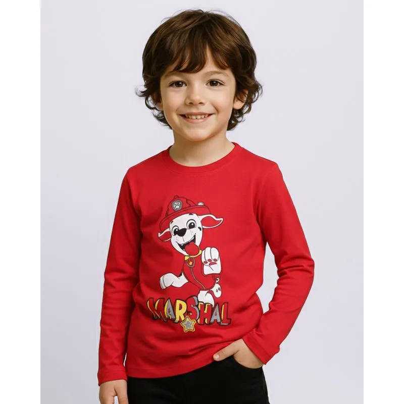 Camiseta Infantil Algodão Manga Longa Patrulha Canina Vermelha 8