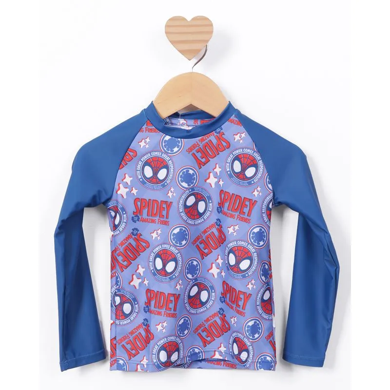 Camiseta Bebê Praia Proteção UV50+ Marvel Homem Aranha Azul 4