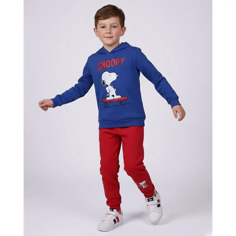 Conjunto Moletom Infantil Algodão com Capuz Snoopy Azul 6