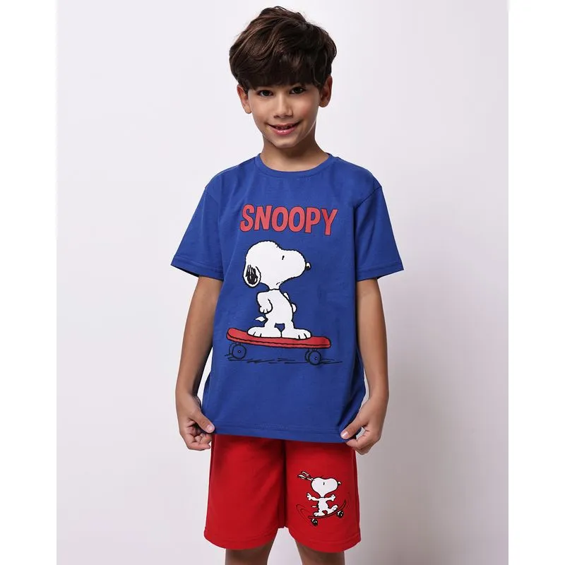 Conjunto Infantil Algodão Estampa Snoopy Azul 4
