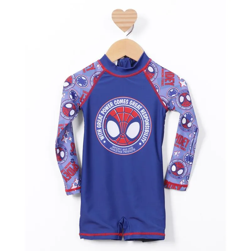 Macacão Bebê Praia Proteção UV50+ Marvel Homem Aranha Azul 2