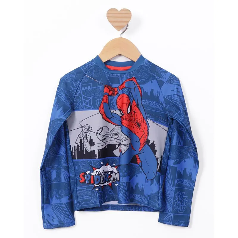 Camiseta Infantil Praia Proteção UV50+ Homem Aranha Azul 10