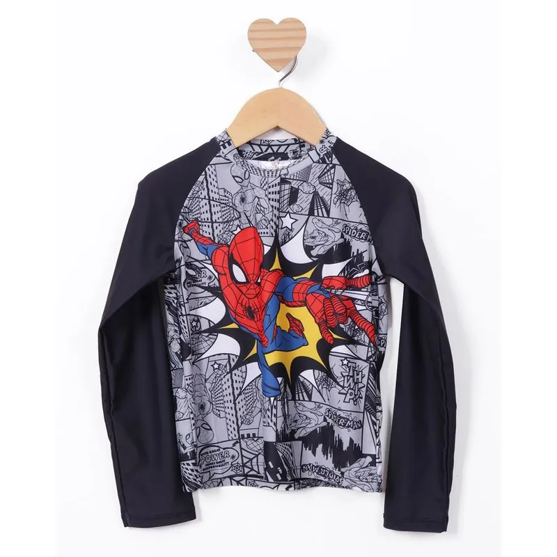 Camiseta Infantil Praia Proteção UV50+ Marvel Homem Aranha Cinza 8