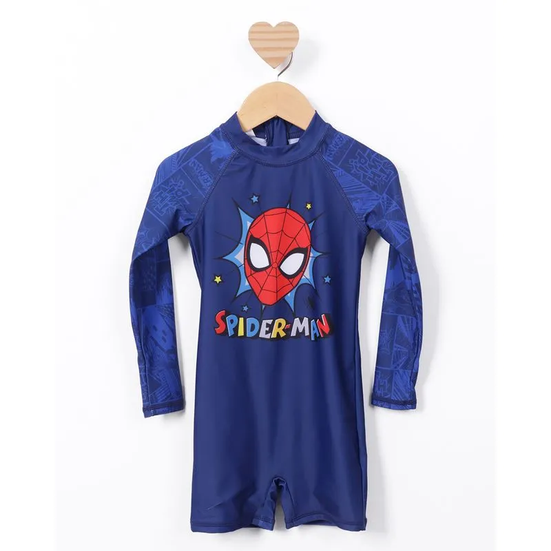Macacão Infantil Praia Proteção UV50+ Marvel Homem Aranha Azul 10