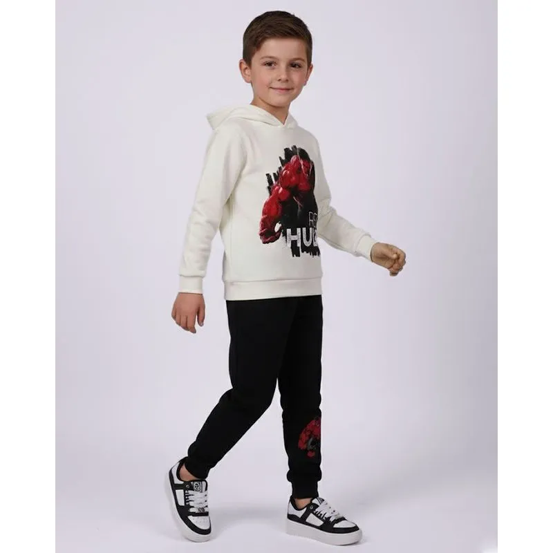 Conjunto Moletom Infantil Algodão com Capuz Marvel Hulk Bege 10