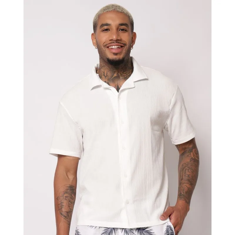 Camisa Masculina Texturizada Manga Curta Off White M