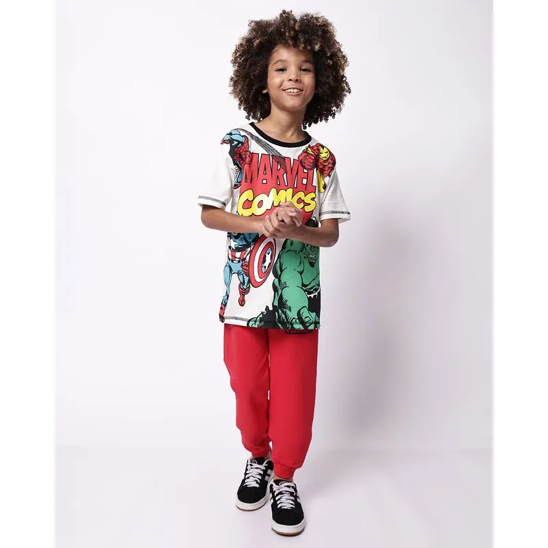 Calça Infantil Moletom Marvel Hulk Vermelho 6