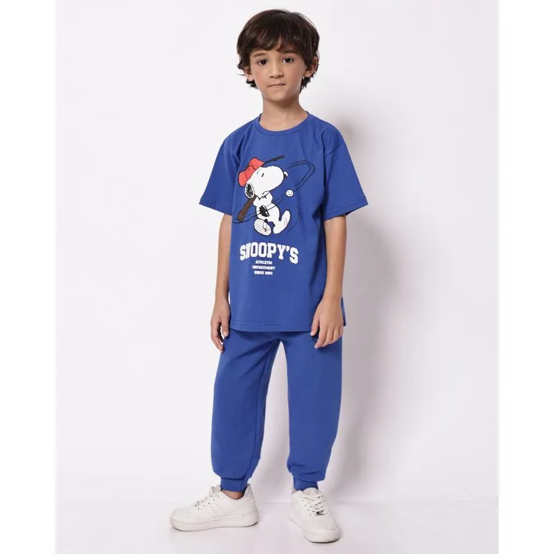 Calça Moletom Infantil Algodão Jogger Snoopy Azul 6