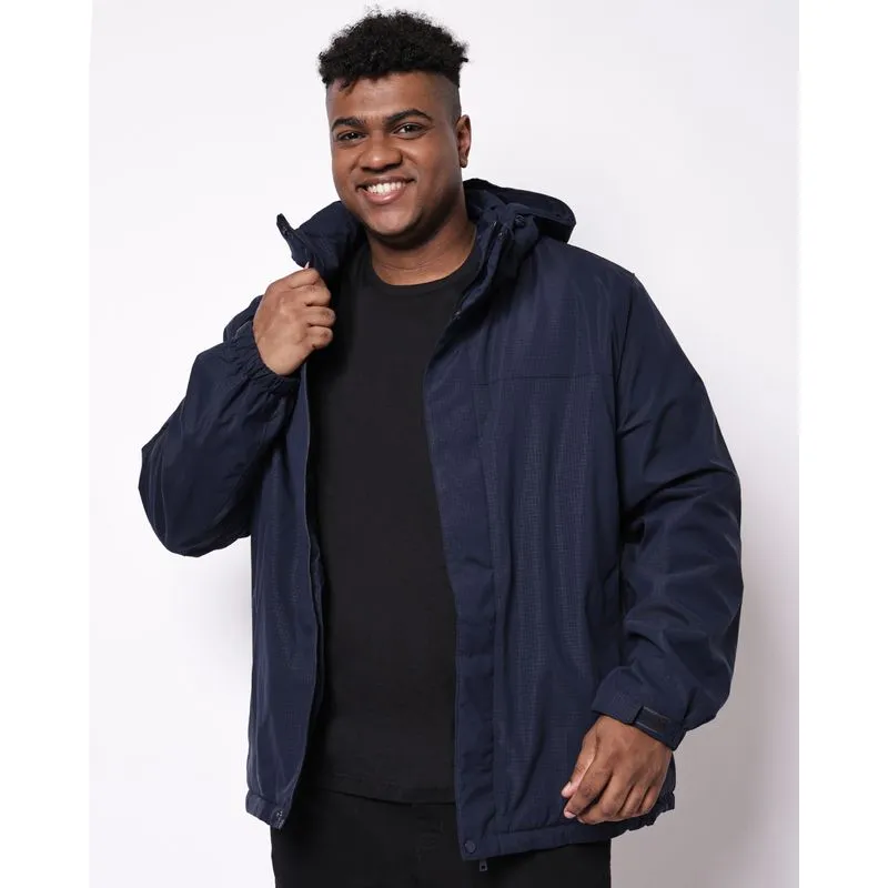 Jaqueta Plus Size Masculina Reta com Bolsos Marinho G3