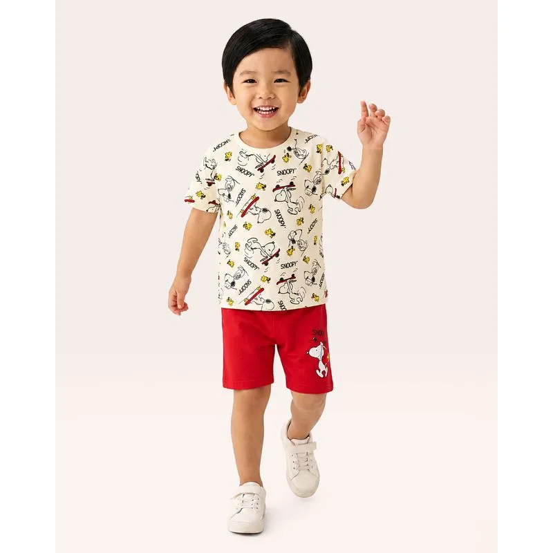 Conjunto Bebê Algodão Estampa Snoopy Off White 2