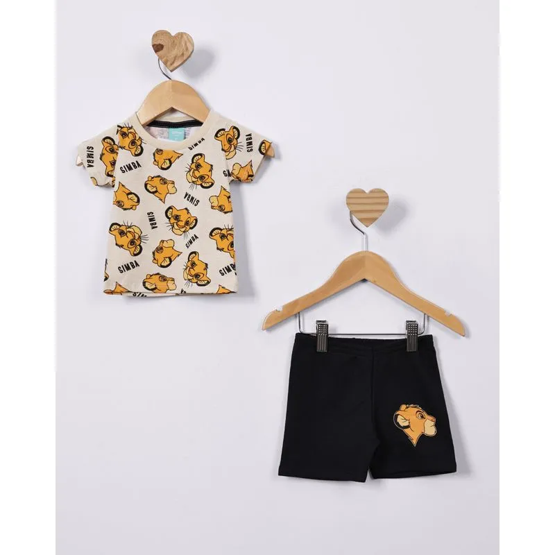 Conjunto Bebê Algodão Disney Rei Leão Bege G