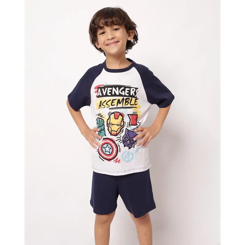 Pijama Infantil Raglan Curto Marvel Avengers Branco 10