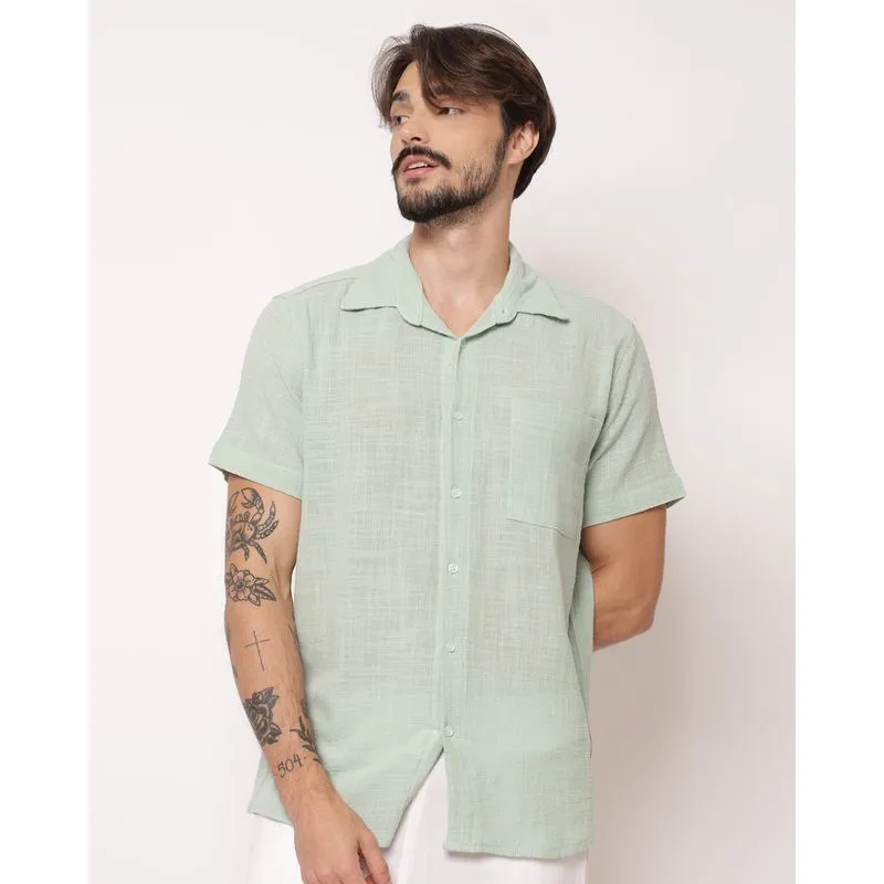 Camisa Masculina Algodão e Viscose Verde 2