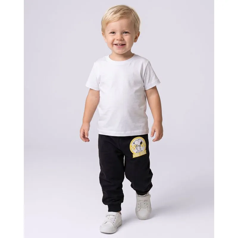 Calça Moletom Bebê Algodão Snoopy Preta 1