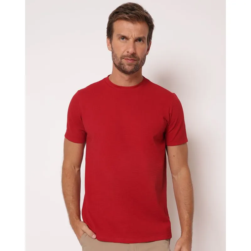 Camiseta Masculina Texturizada Básica Vermelha GG