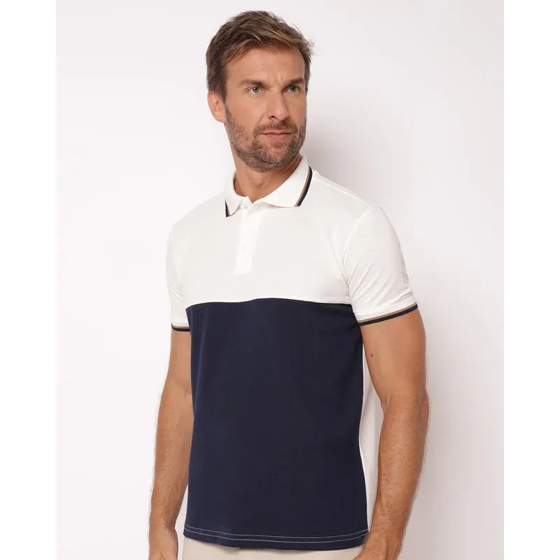 Camisa Polo Mascuina Bicolor Off White GG