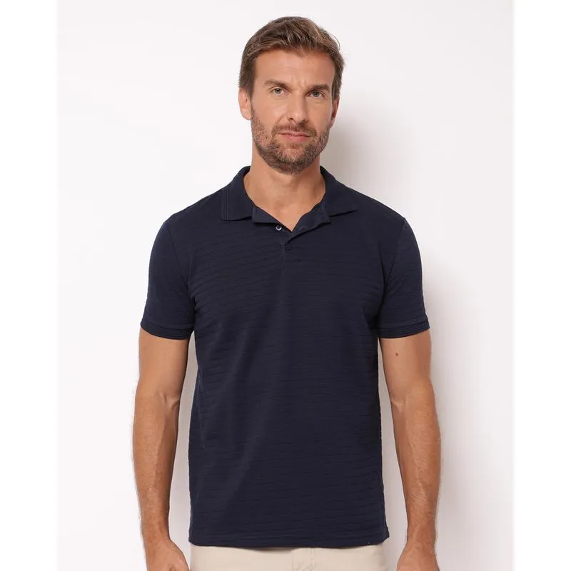 Camisa Polo Masculina Texturizada Marinho GG