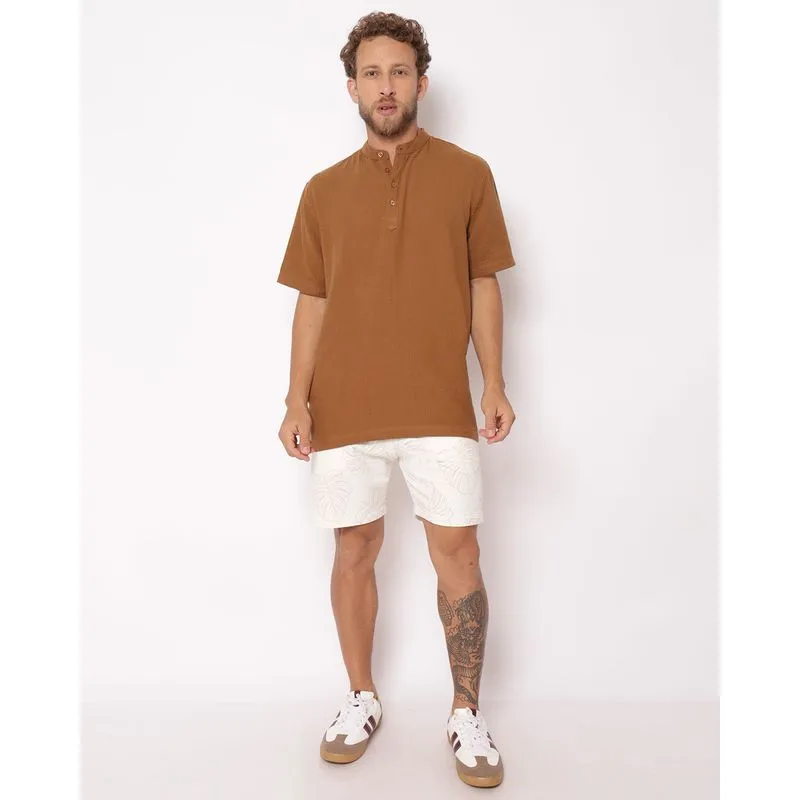 Bermuda Masculina Texturizada Estampada Off White M