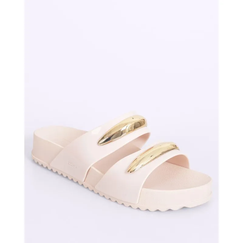 Sandália Feminina Flatform Zaxy com Detalhe Bege 38